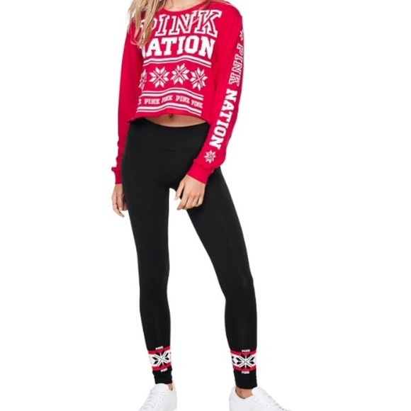 PINK Victoria's Secret Other - PINK Set Long Sleeve Crop Top and Leggings